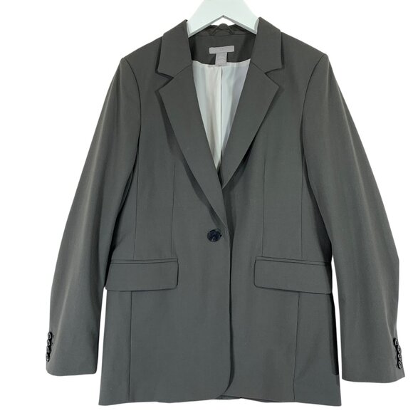 H&M Single-breasted Blazer color Dark gray-green size xs - Picture 1 of 14